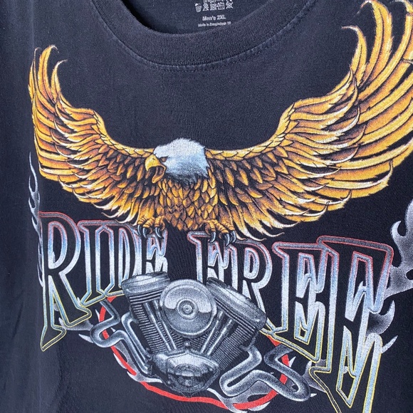 Ride Free Motorcycle T-Shirt Double Sided Eagle - Picture 6 of 11